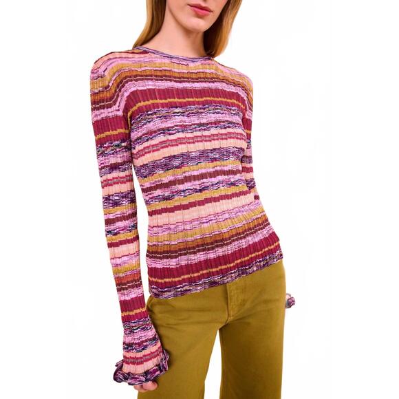 NEW ULLA JOHNSON maci long sleeve knit pullover sweater in prism